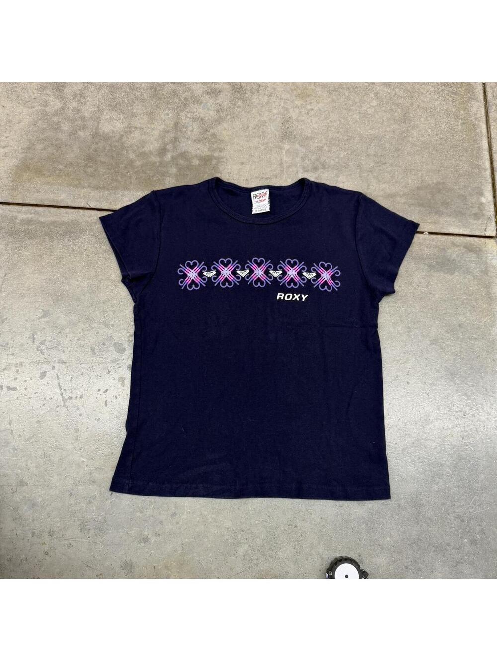 vintage roxy quiksilver made in usa navy blue heart shirt size xl WOMENS